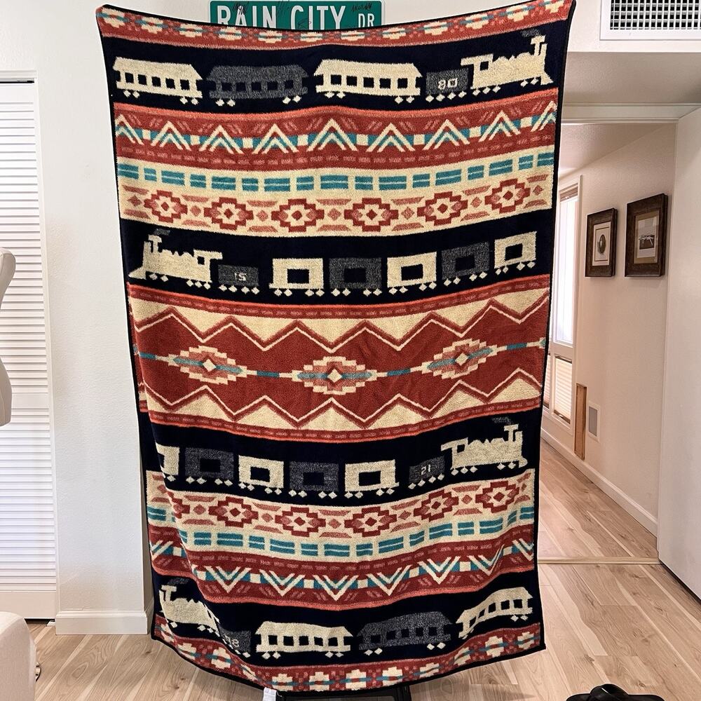 San Marcos Queen Blanket Southwestern Navajo Train Aztec Native Rustic Blanket